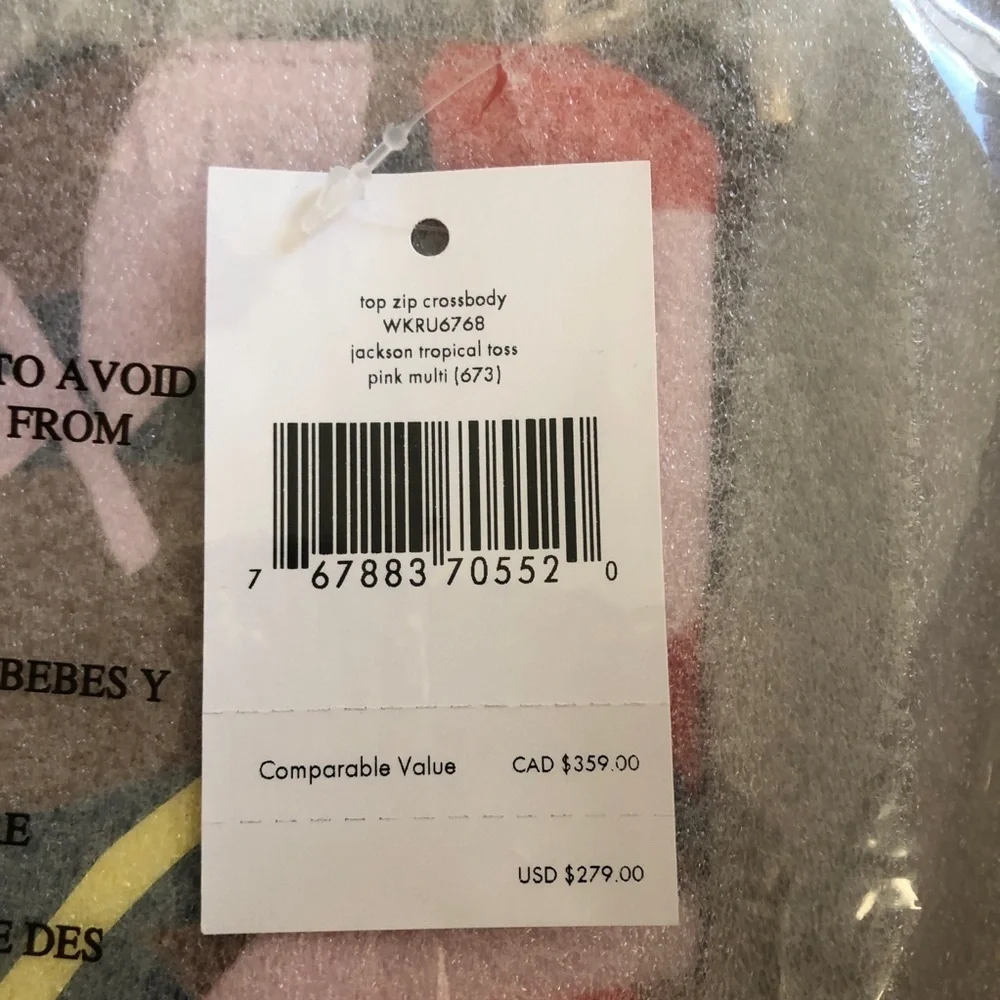 Kate Spade Jackson Tropical Toss Top Zip Crossbody - Picture 8 of 9